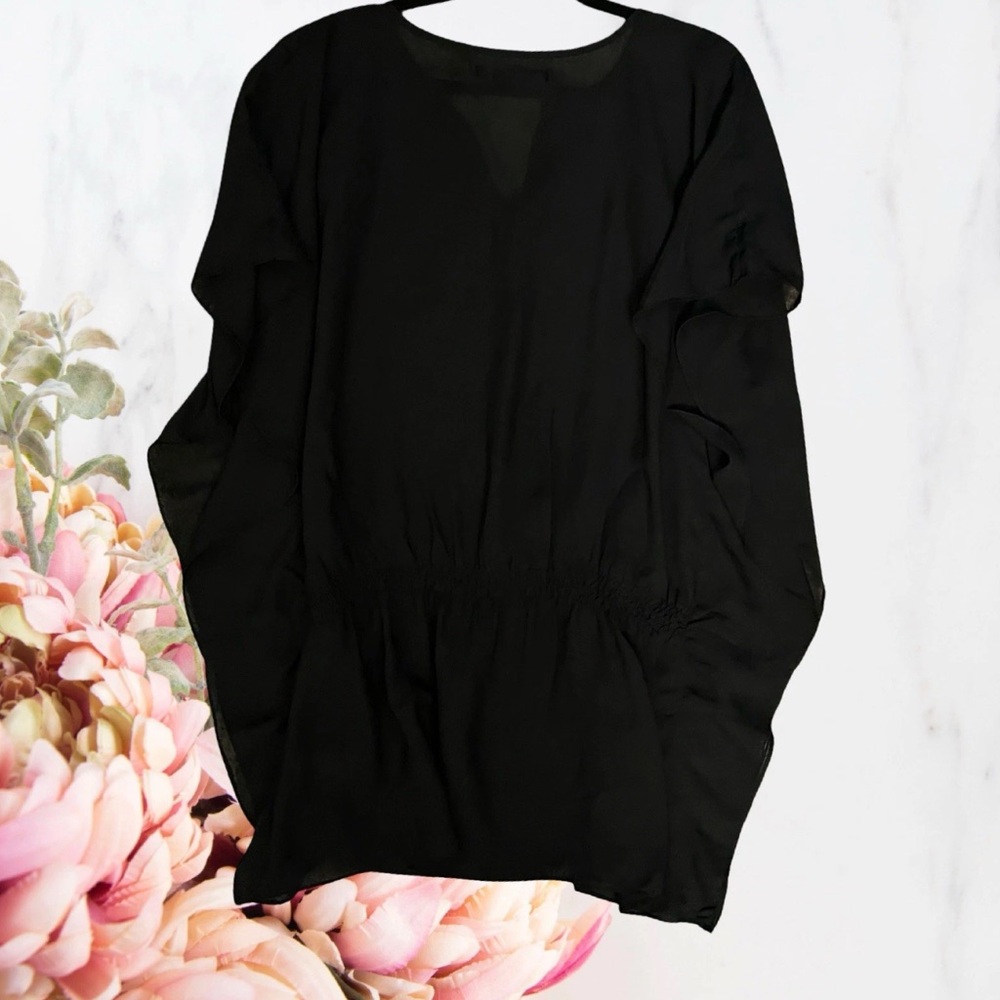 Forever 21 Y2K Boho Top Embroidered Black & White Drop Shoulder Sz M - Picture 4 of 10